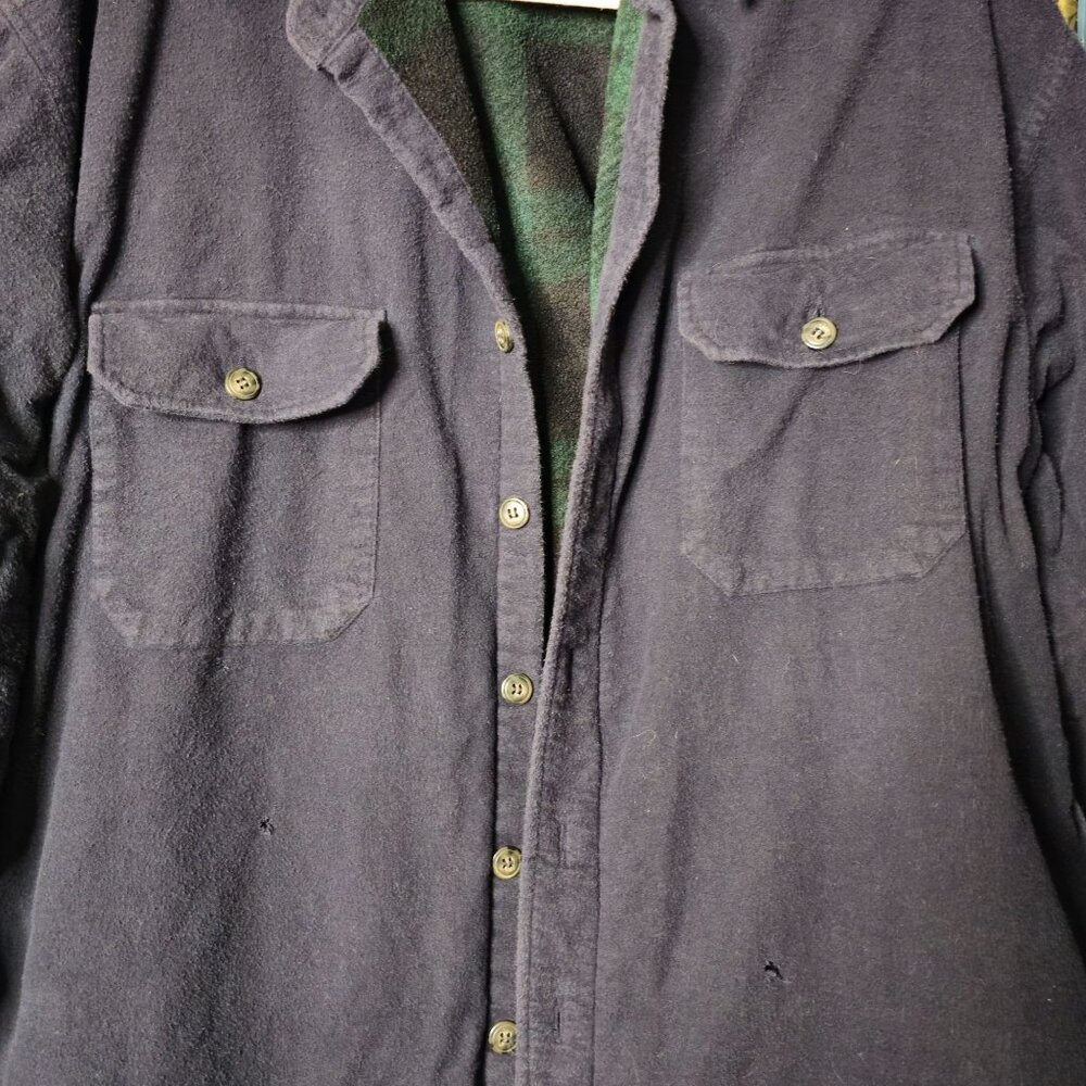 VTG Marino Bay Mens Heavyweight Flannel Shirt Jacket XL Blue Lined Double Layer - Picture 4 of 7